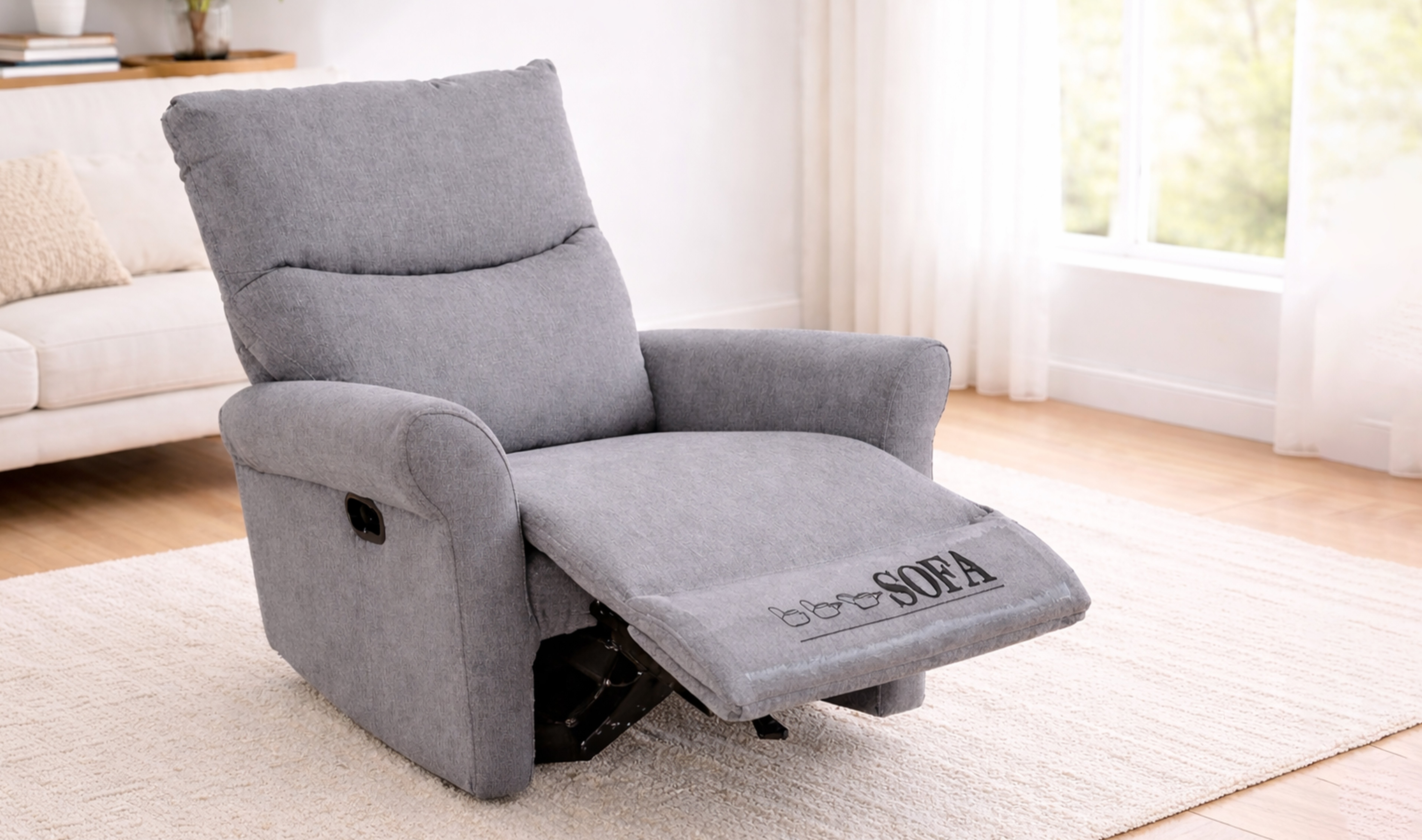 Modern white boucle dining chair paired with a wooden dining table, styled for contemporary interiors.